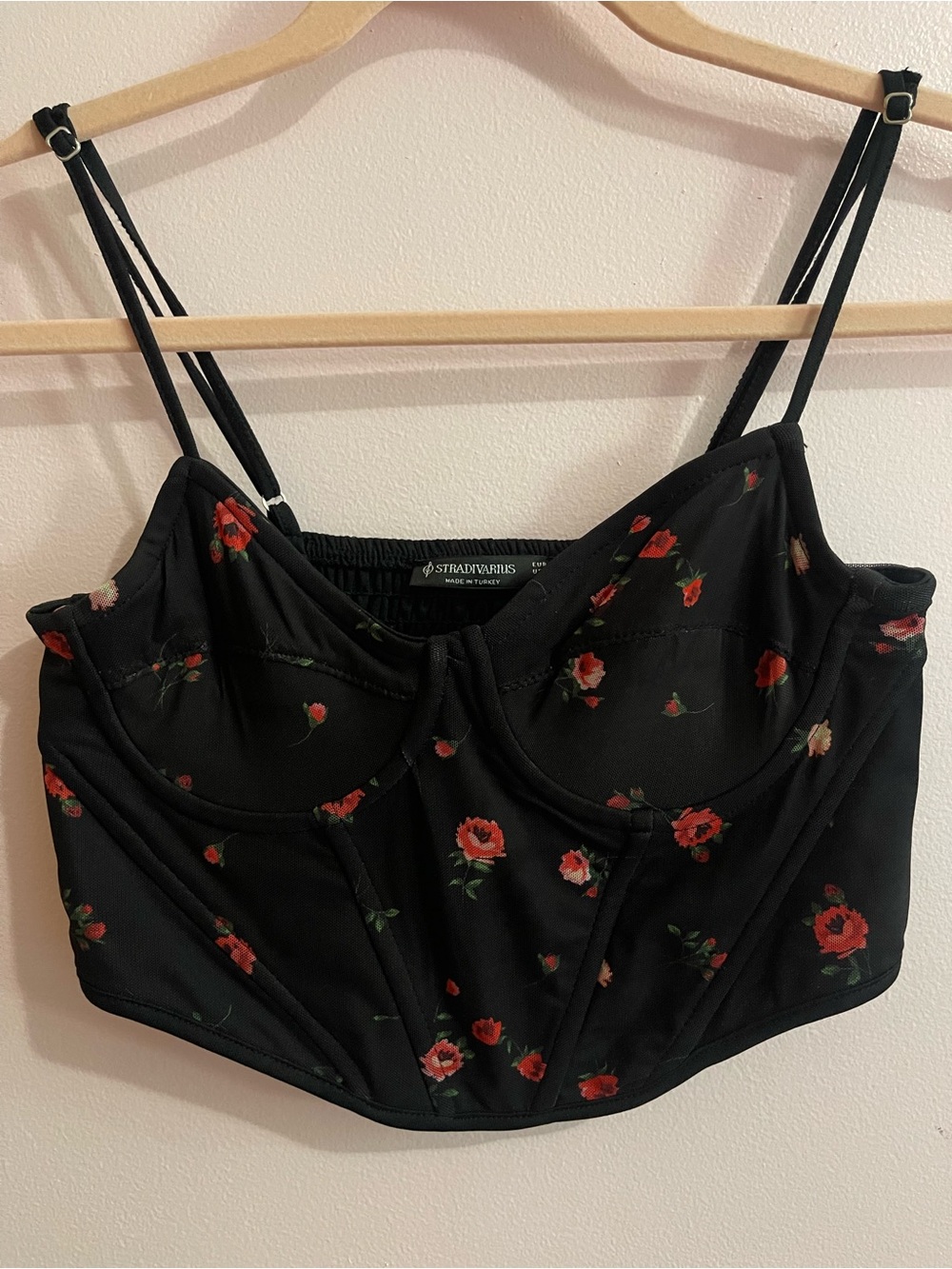 Black Floral Corset Top